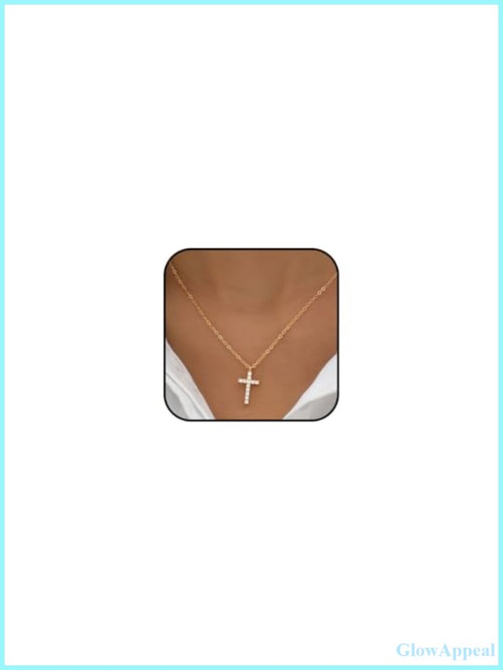 14K Gold Plated Cubic Zirconia Cross Necklace Adjustable Faith Pendant